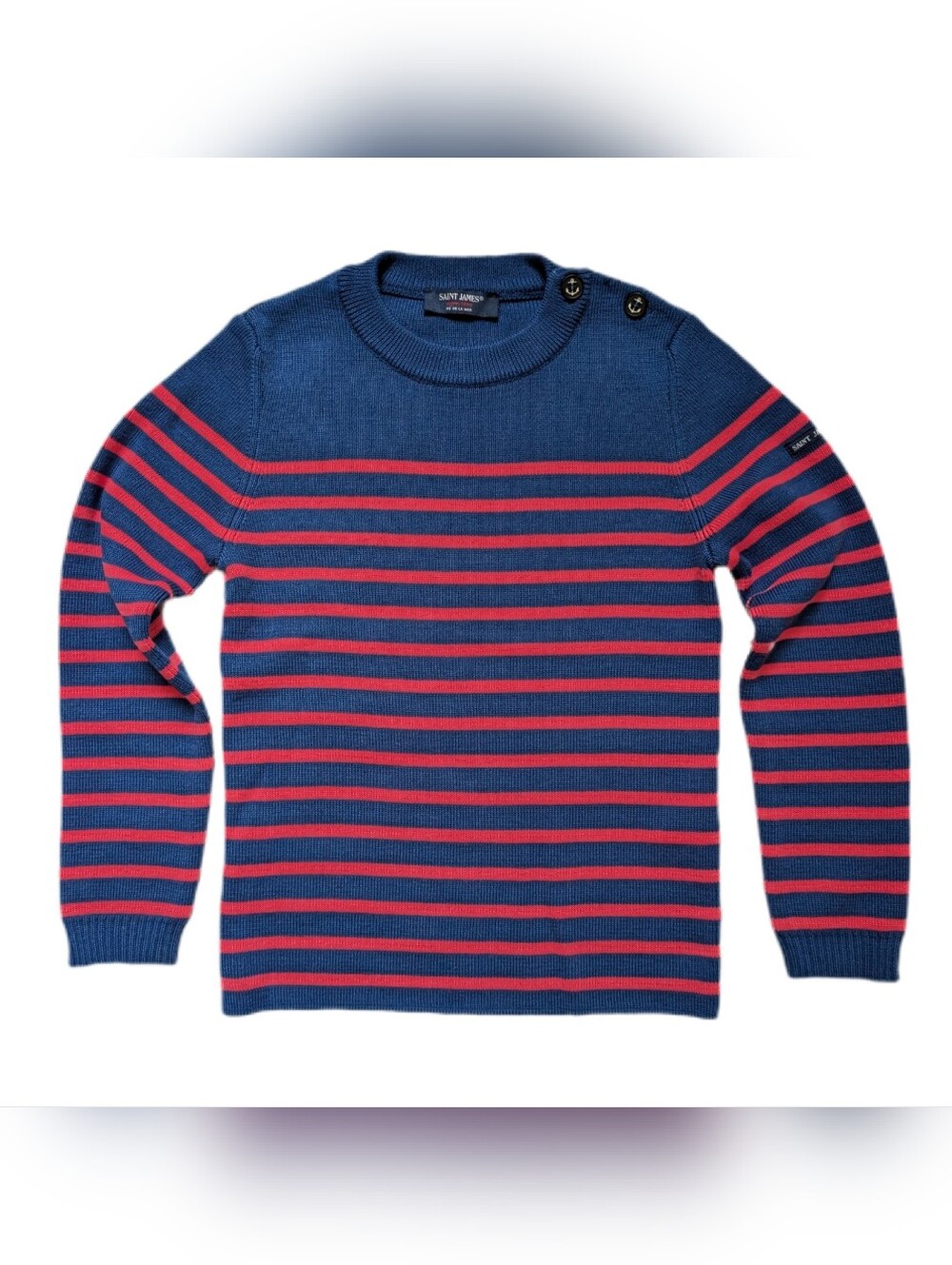 Saint James Kids Bretton Striped Sweater, Blue Pink, Unisex Age 10 Years, EUC